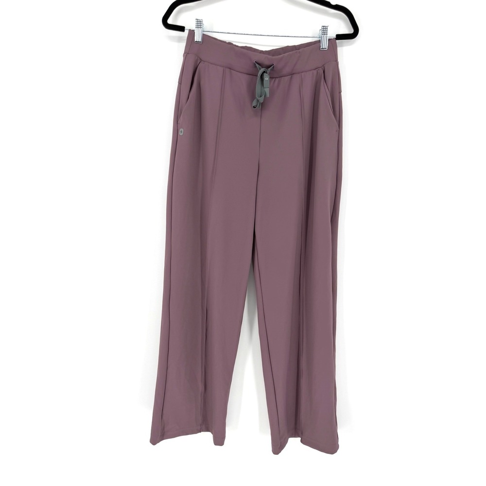 FIGS Piedra Scrub Pants High Waisted Medium Plum Wide Leg FORMx Drawstring